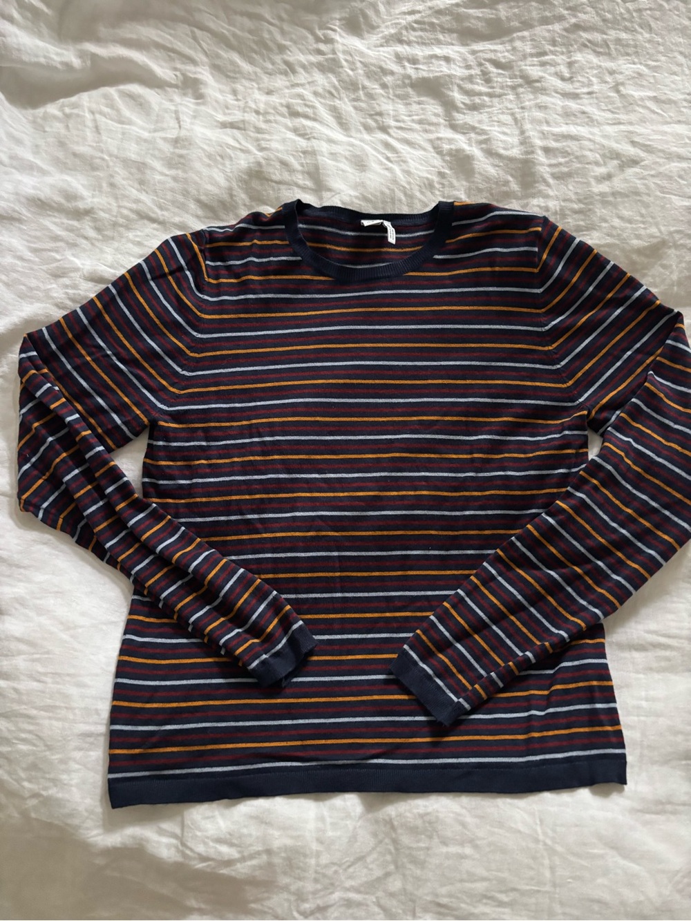 twik Navy Crewneck Sweater with Multicolor Stripes